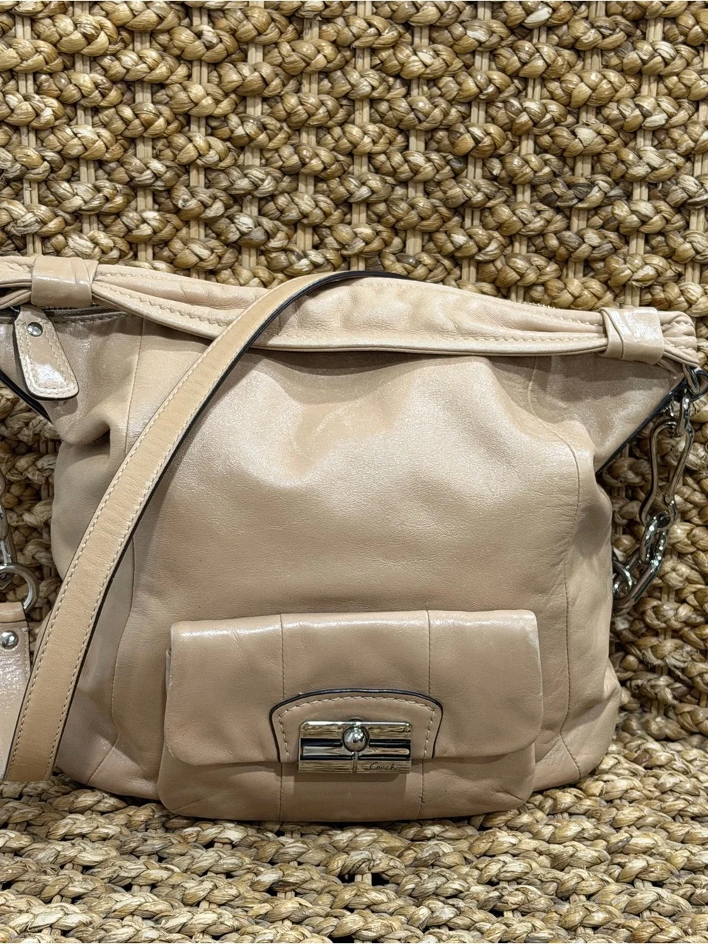 Coach Beige Leather Crossbody Bag